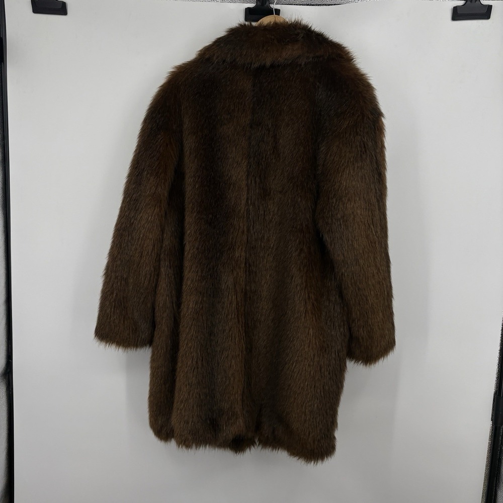 Zara Faux Fur Coat XLarge Plush Glam Old Money Indie Sleaze Double Breasted - Picture 8 of 8